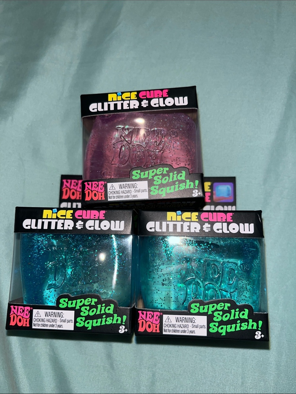 NEW (3) Three, Needoh nice cubes, glitter & glow